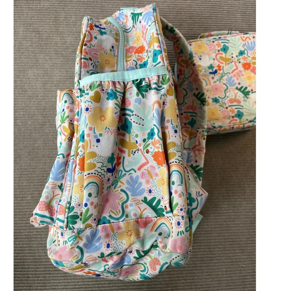 Crate & Kids Floral Rainbow Backpack and Lunch Box Set Embroidered 'Finley'